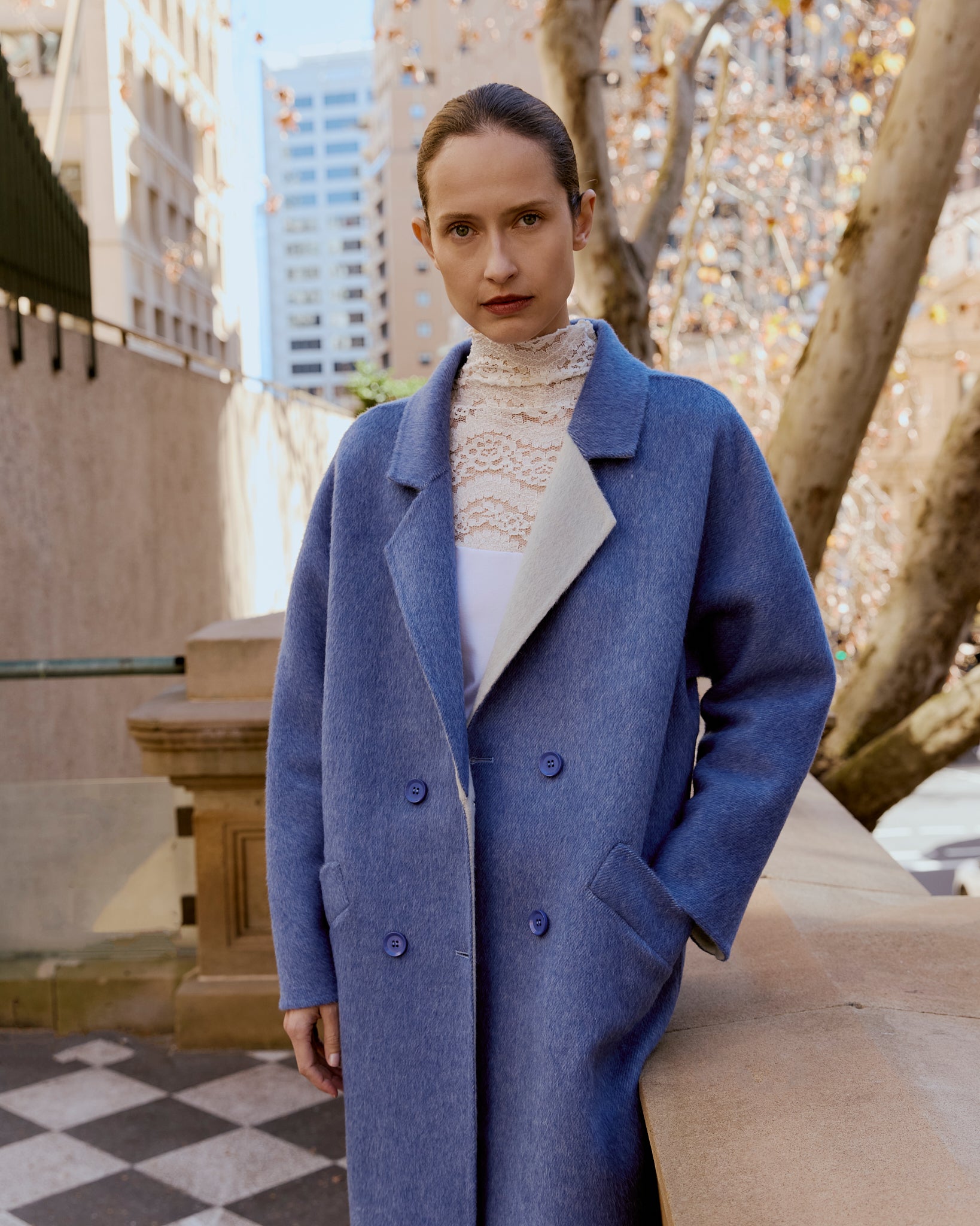 Dominique Wool Coat in Blue