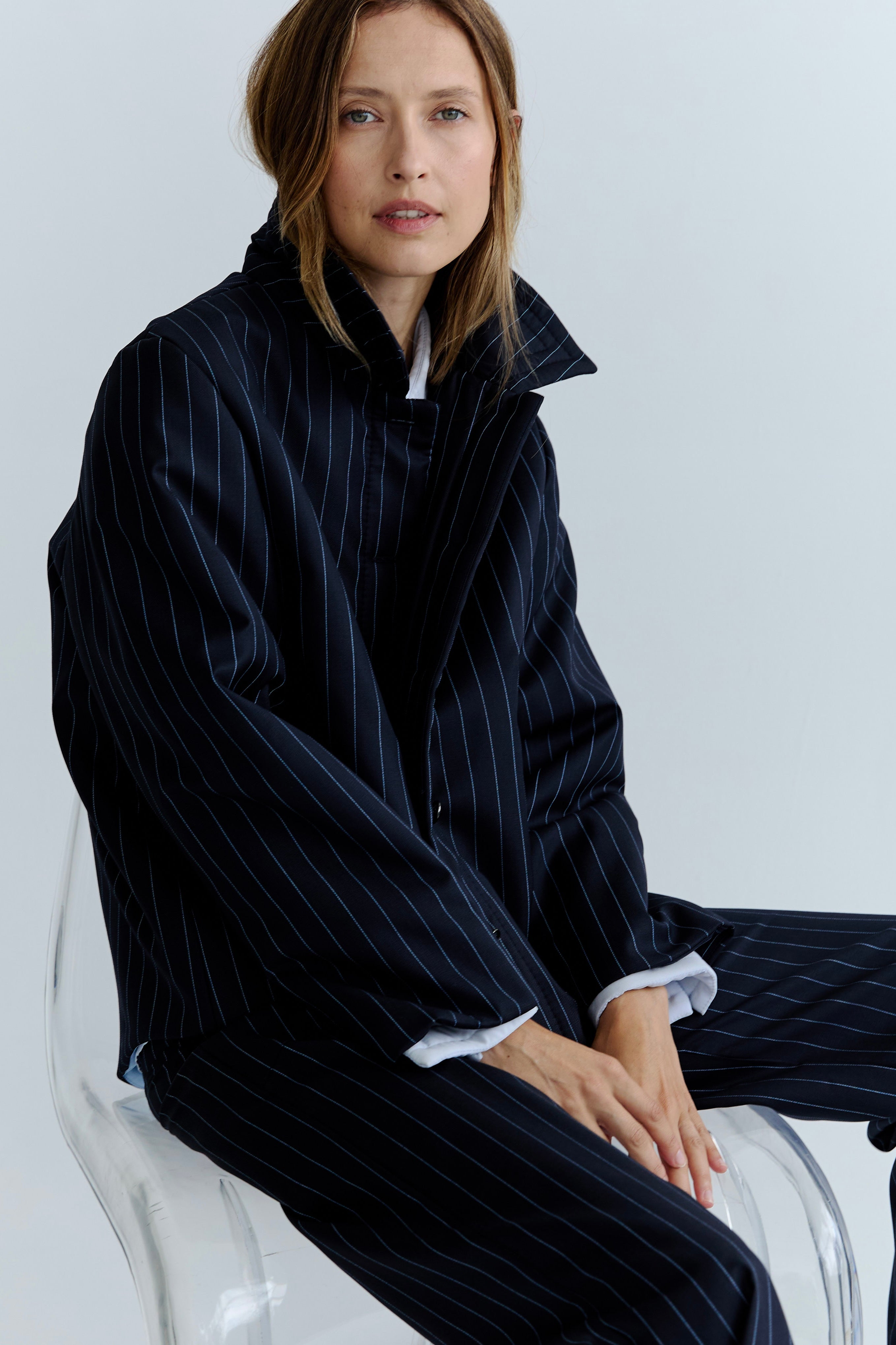 Amelie Quilted Jacket - Navy Stripe