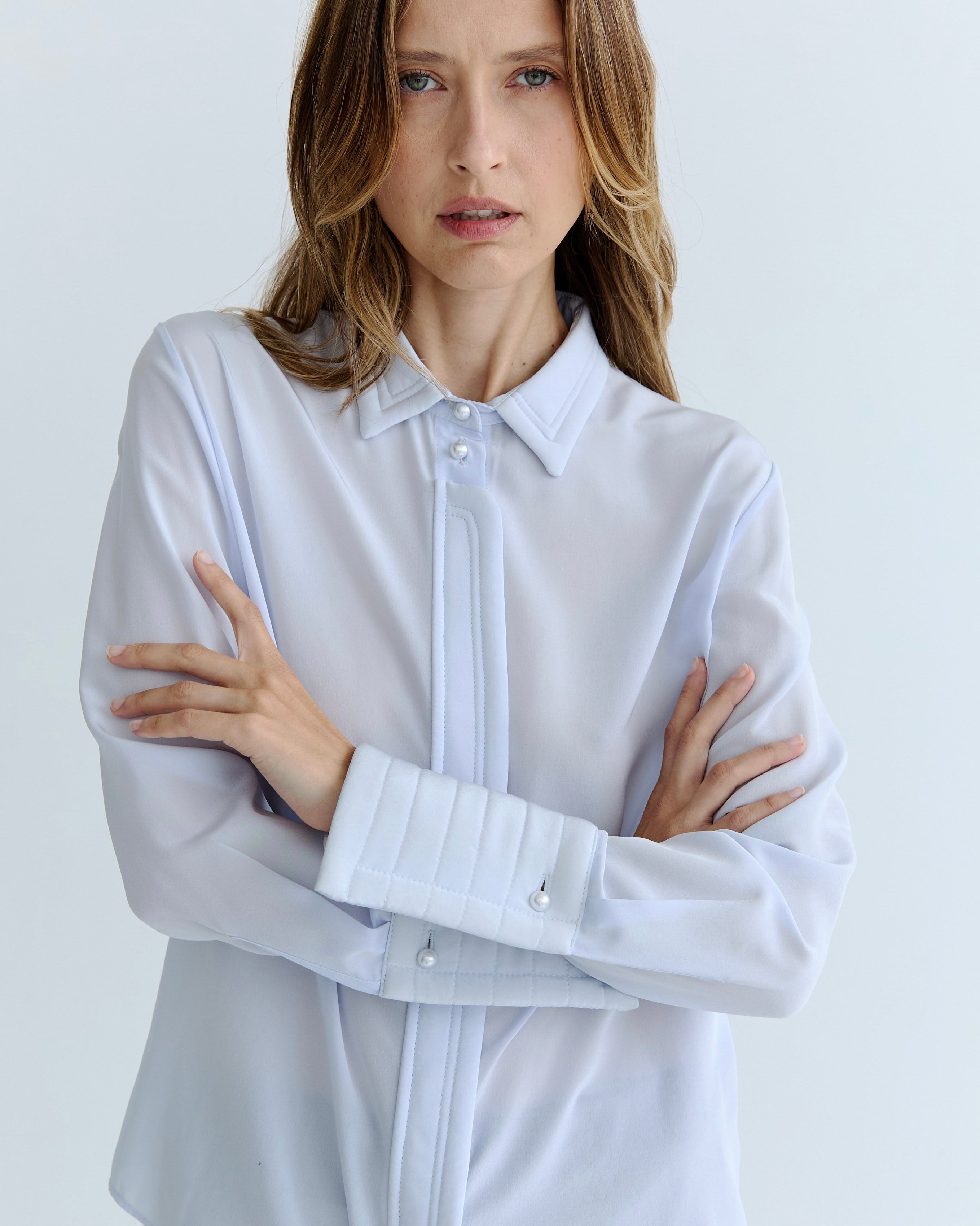 Sylvie Shirt - Powder Blue Silk