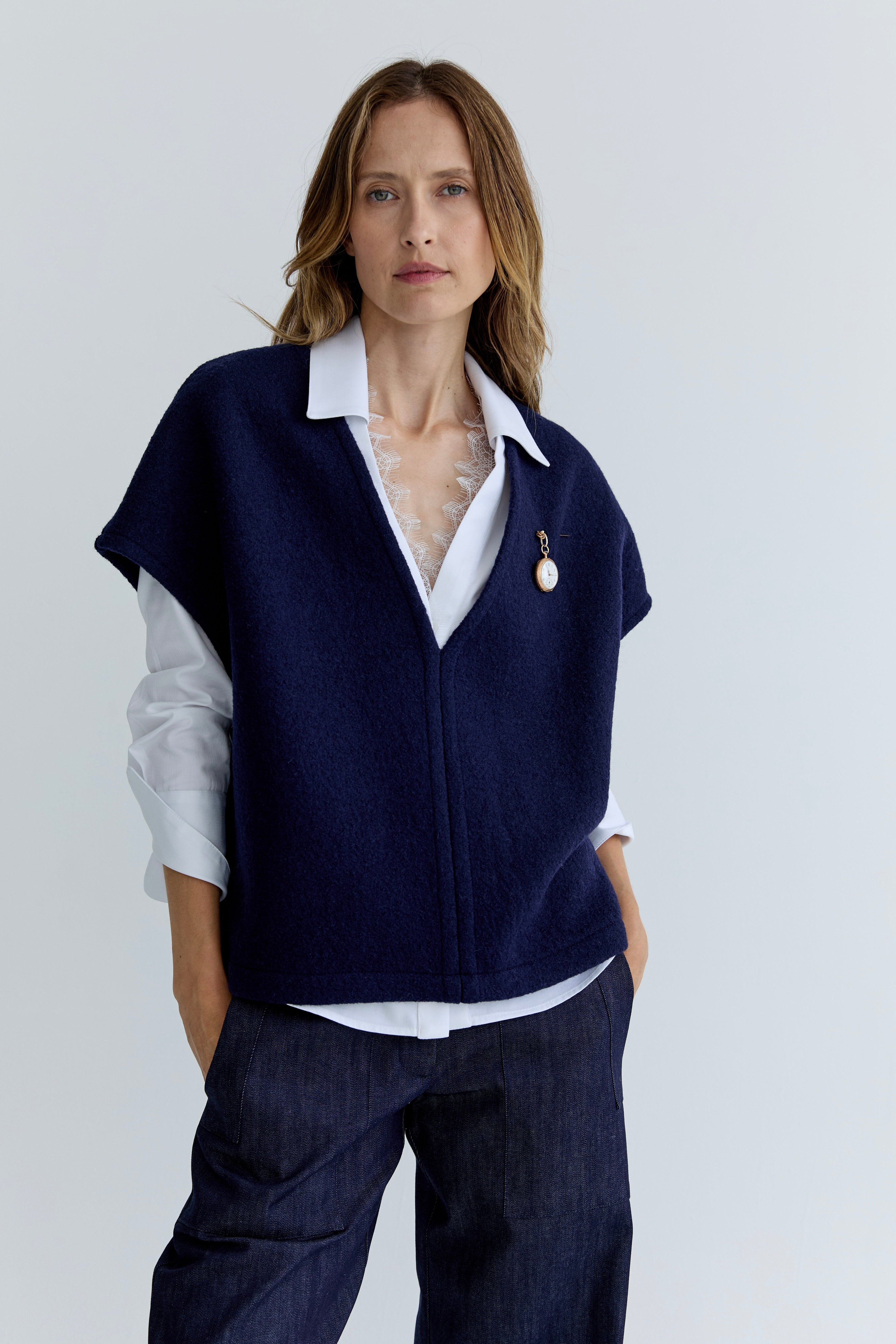 Antoine Wool Vest - Navy