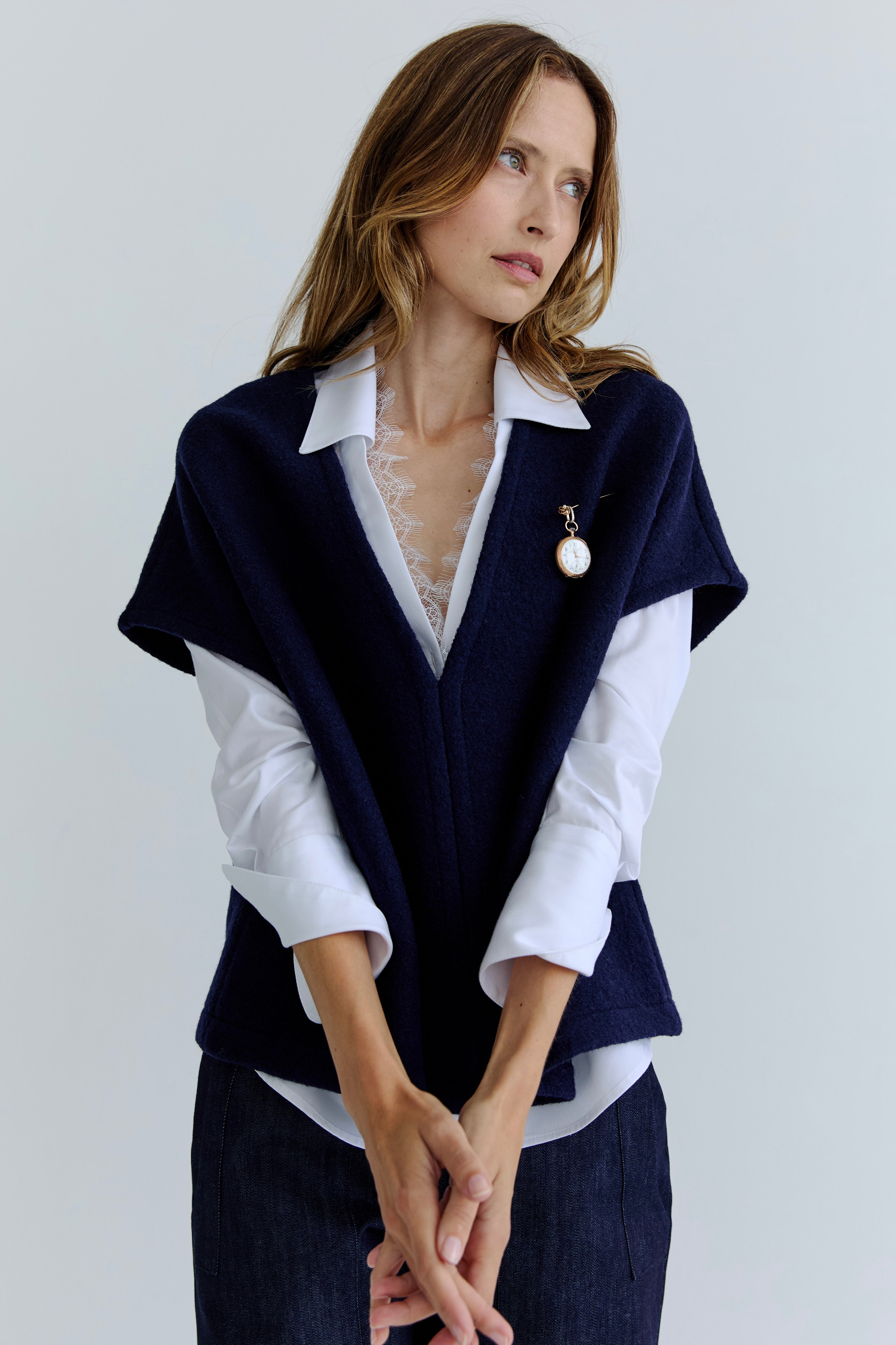Antoine Wool Vest - Navy