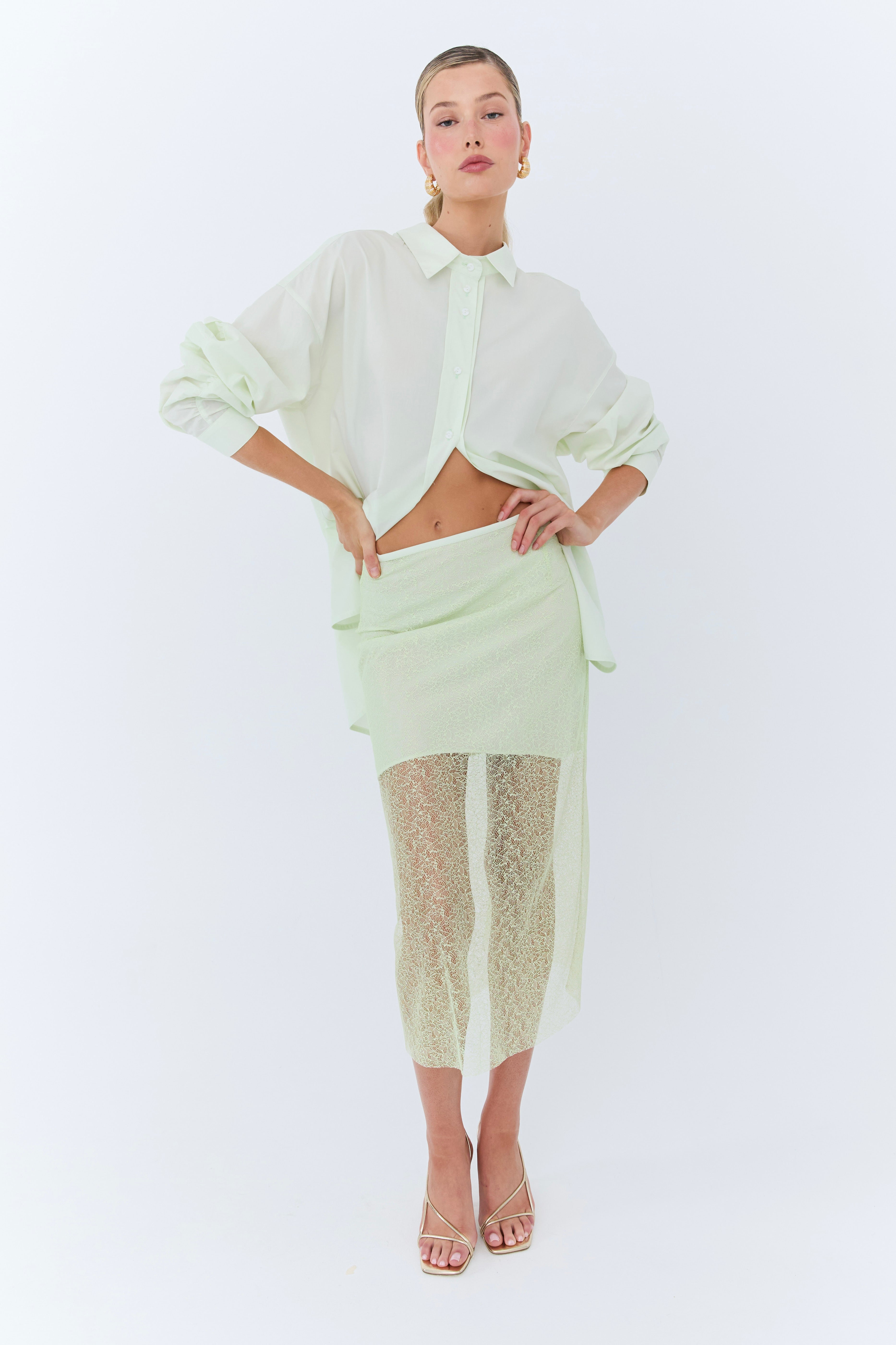 Dion Skirt - Green Lace