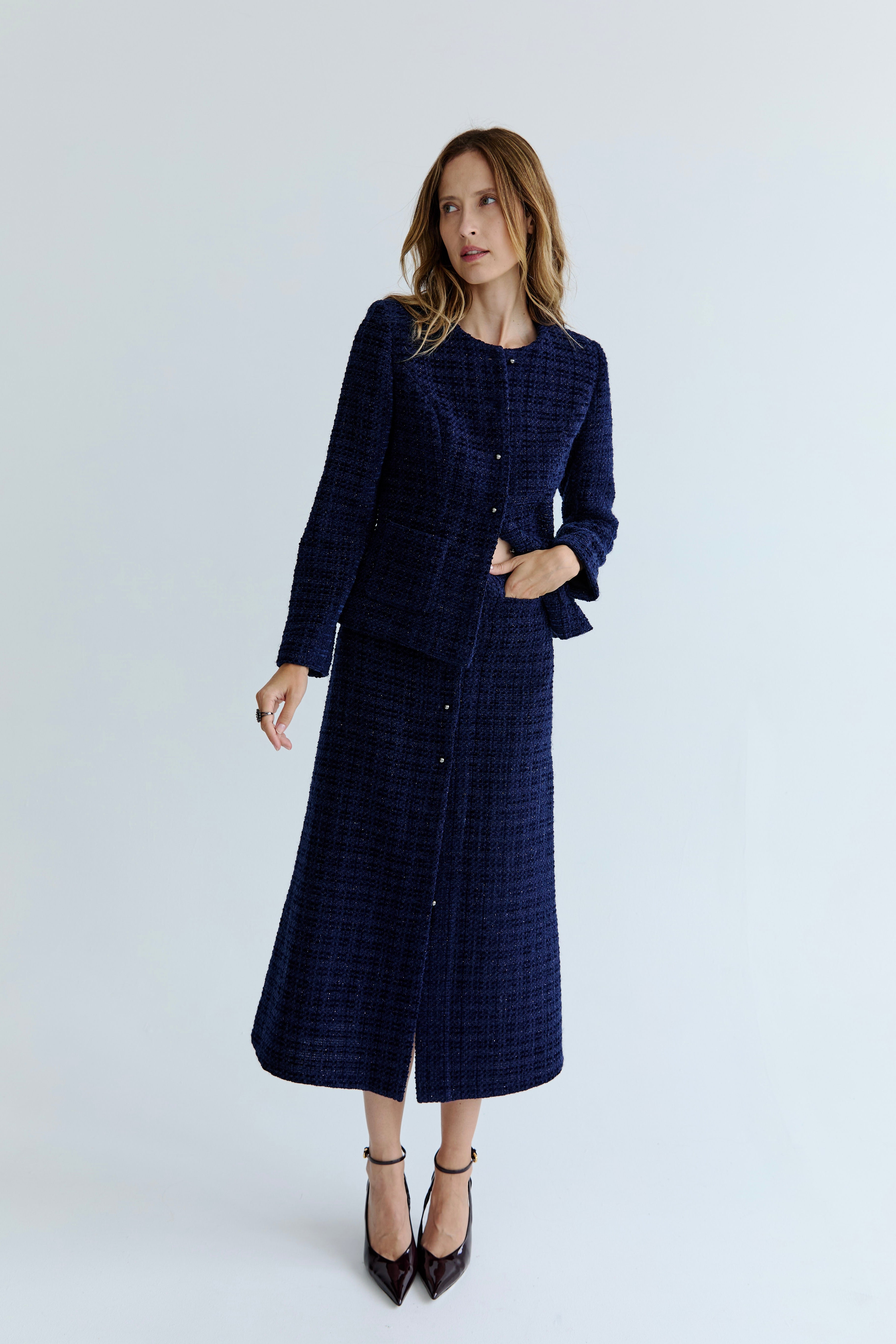 Joanne Skirt - Navy Tweed