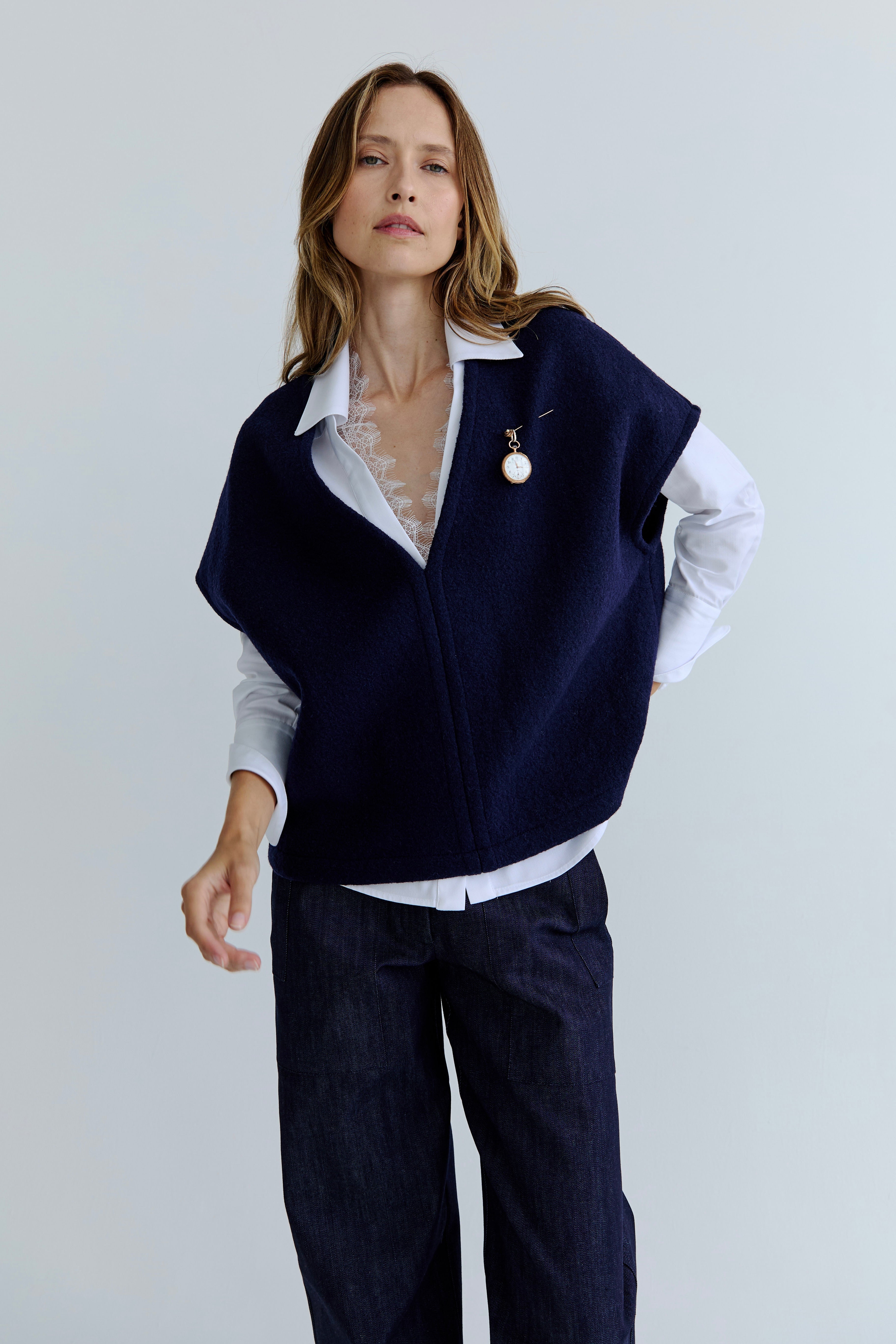 Antoine Wool Vest - Navy