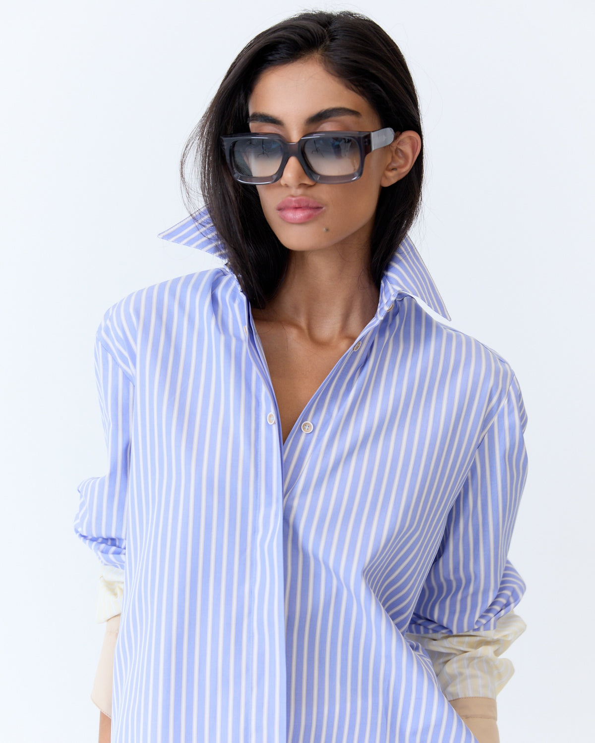 Saya Shirt - Blue Latte Stripe