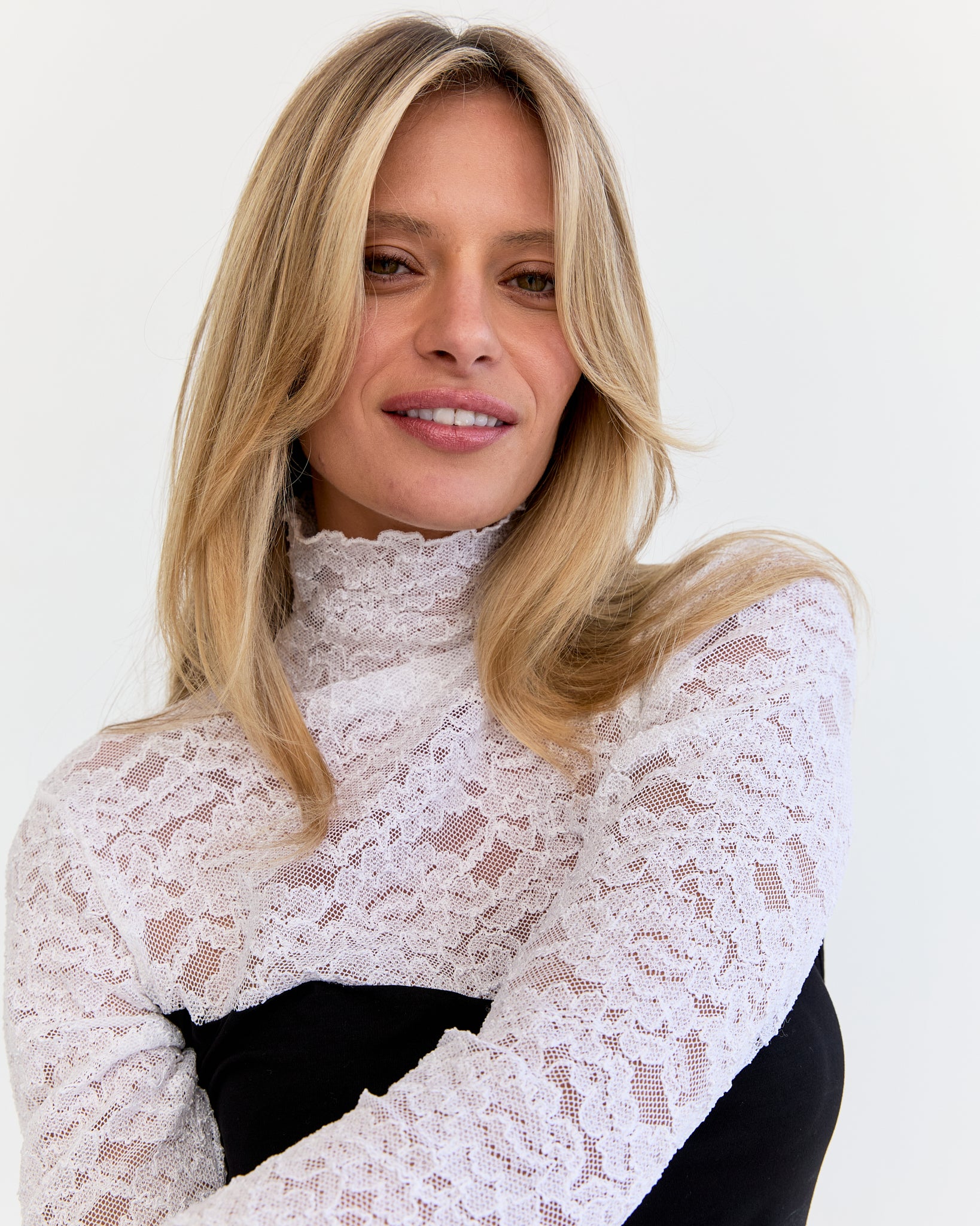 Amelie Lace Jersey Skive - Black & White
