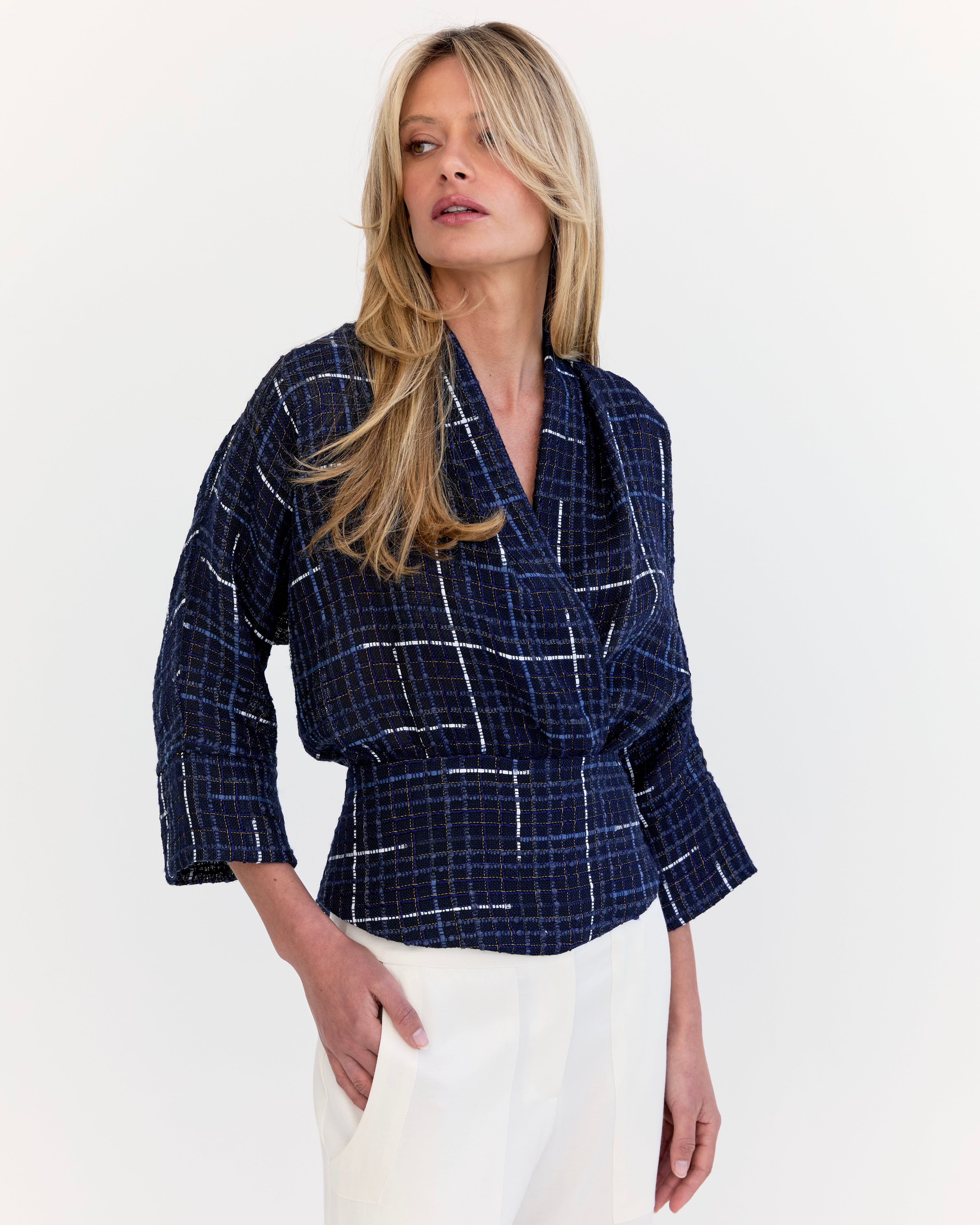 Akira Kimono Top - Navy Tweed