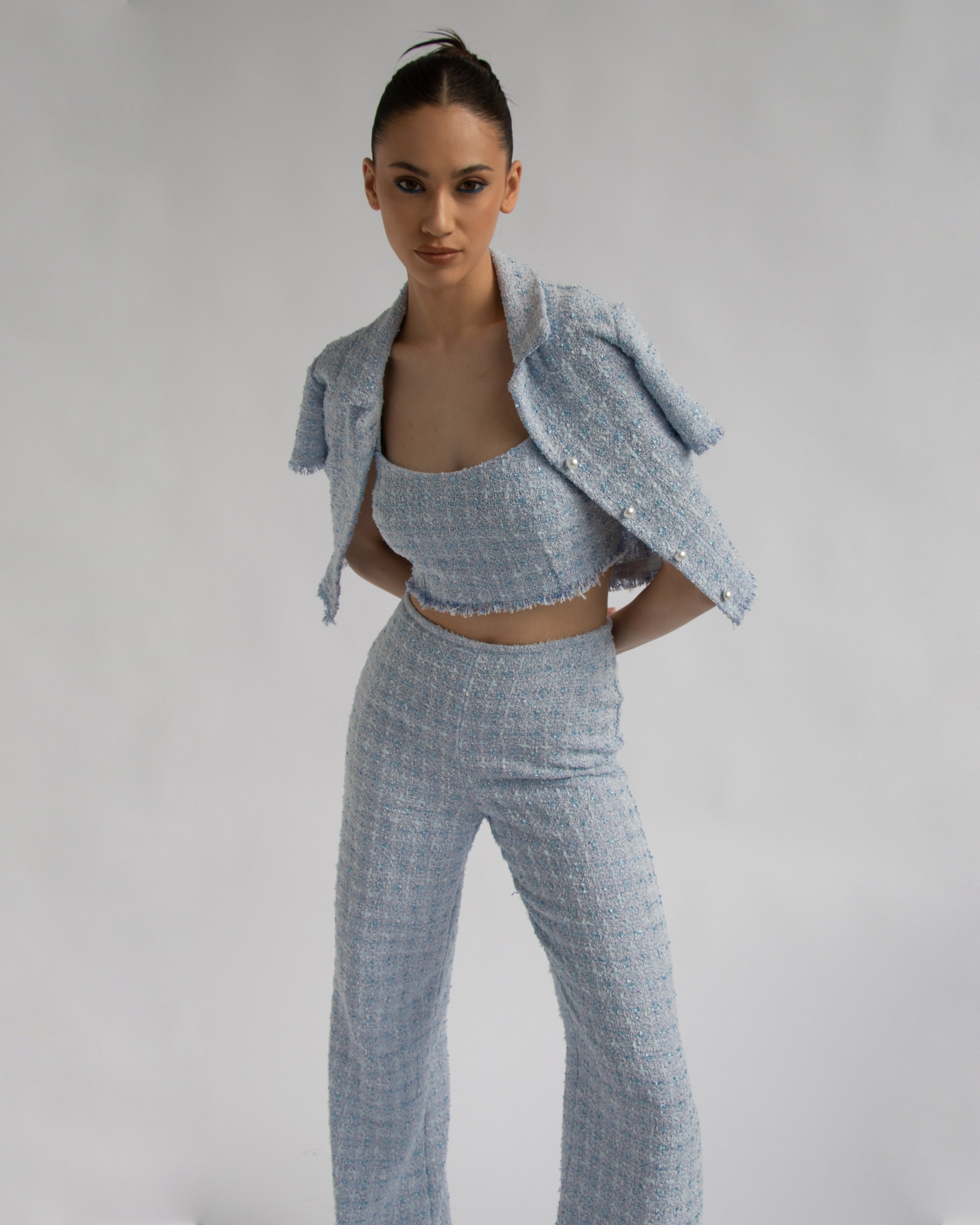 Dawn Pant - Powder Blue Tweed