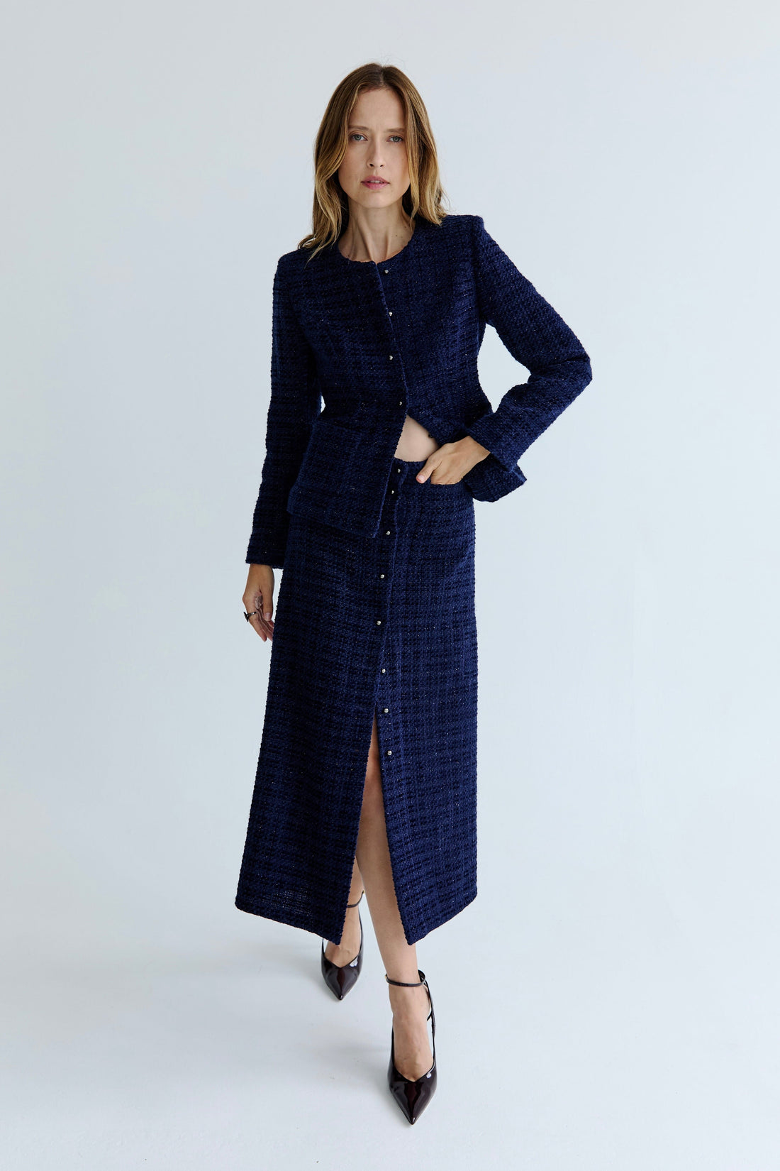 Joanne Skirt - Navy Tweed