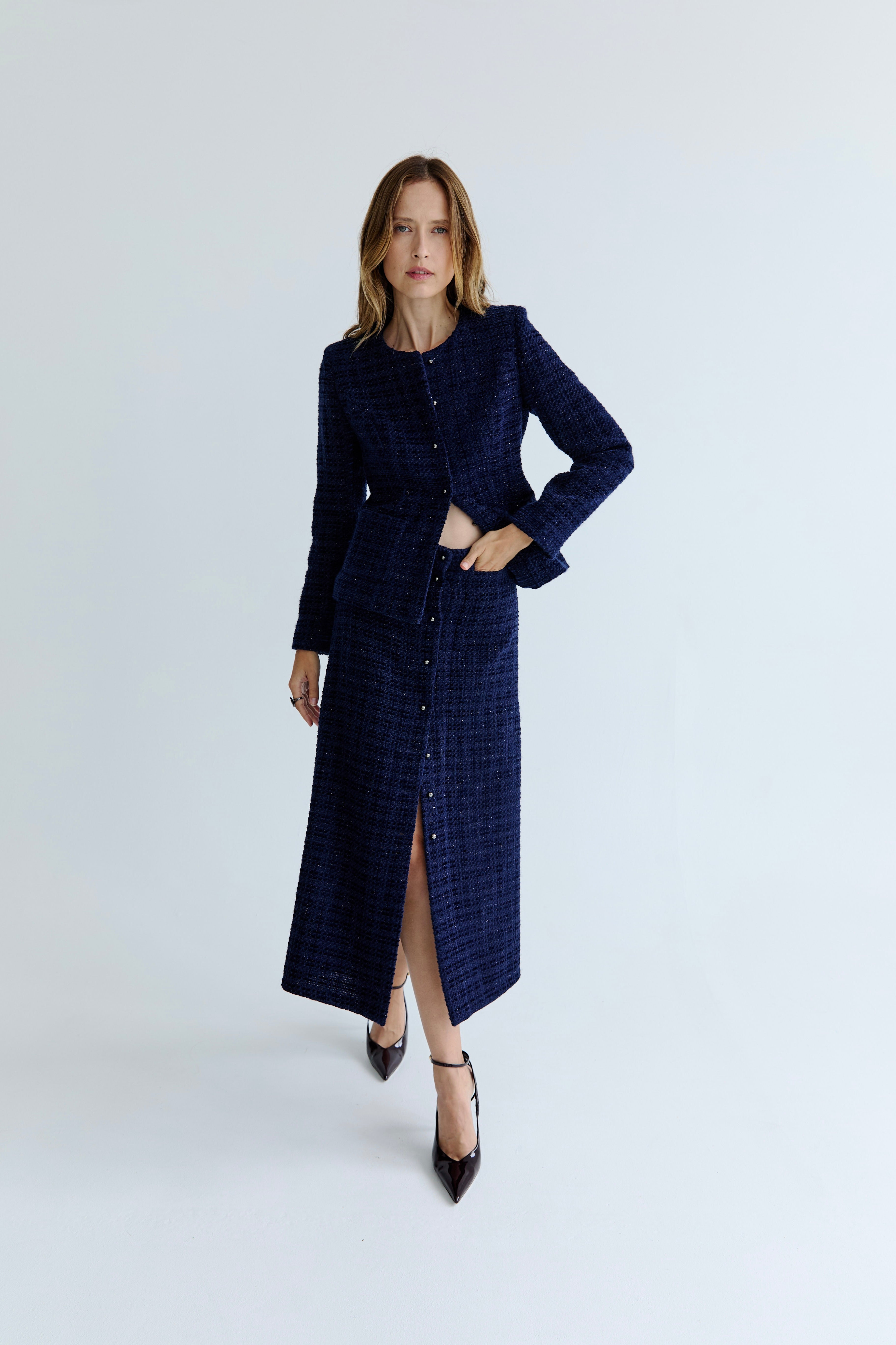 Joanne Skirt - Navy Tweed