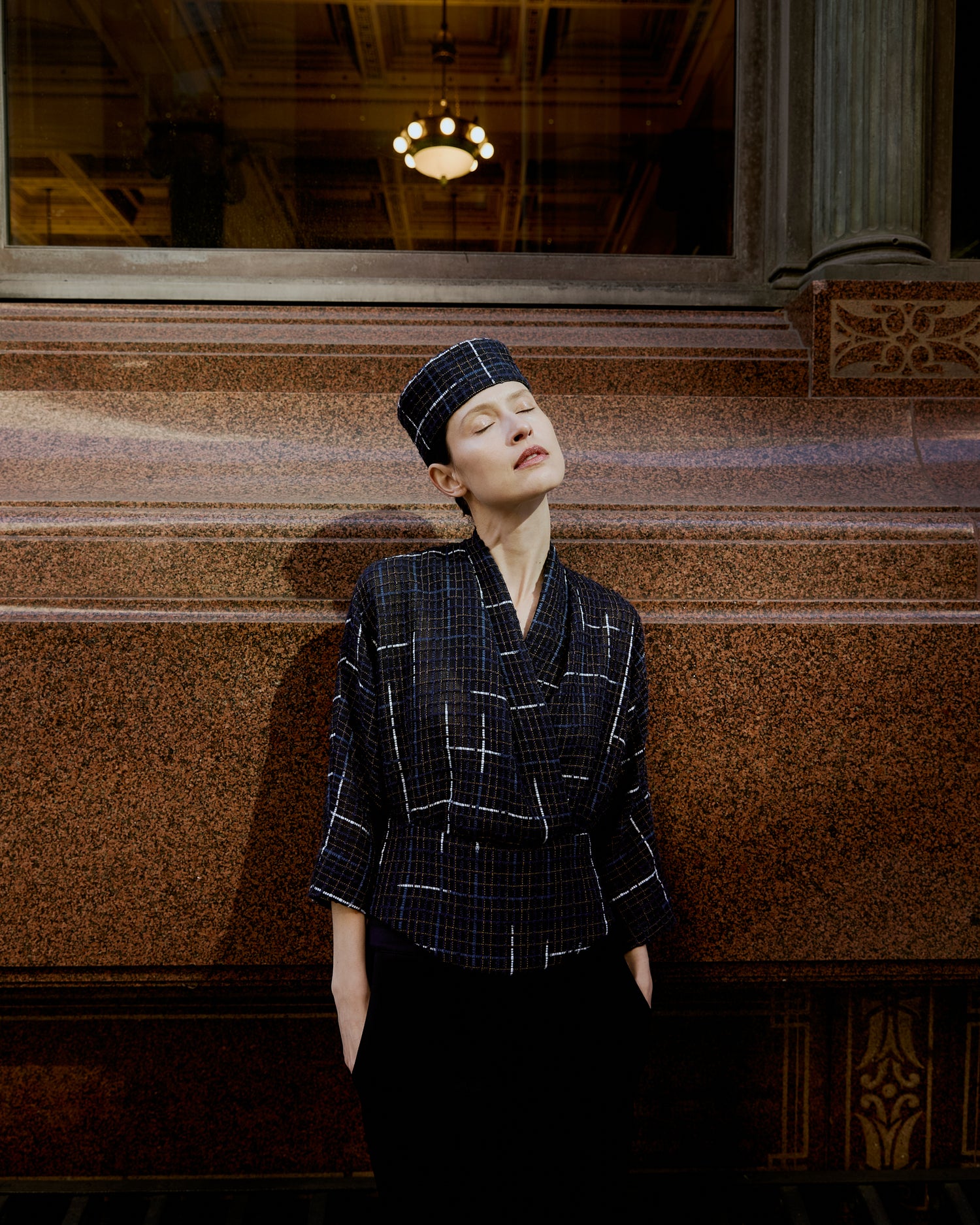 Akira Kimono Top - Navy Tweed