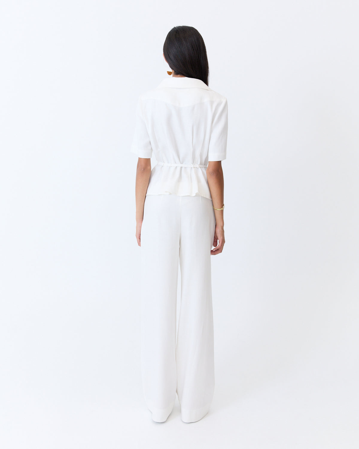 Angelica Blouse - Off White Herringbone