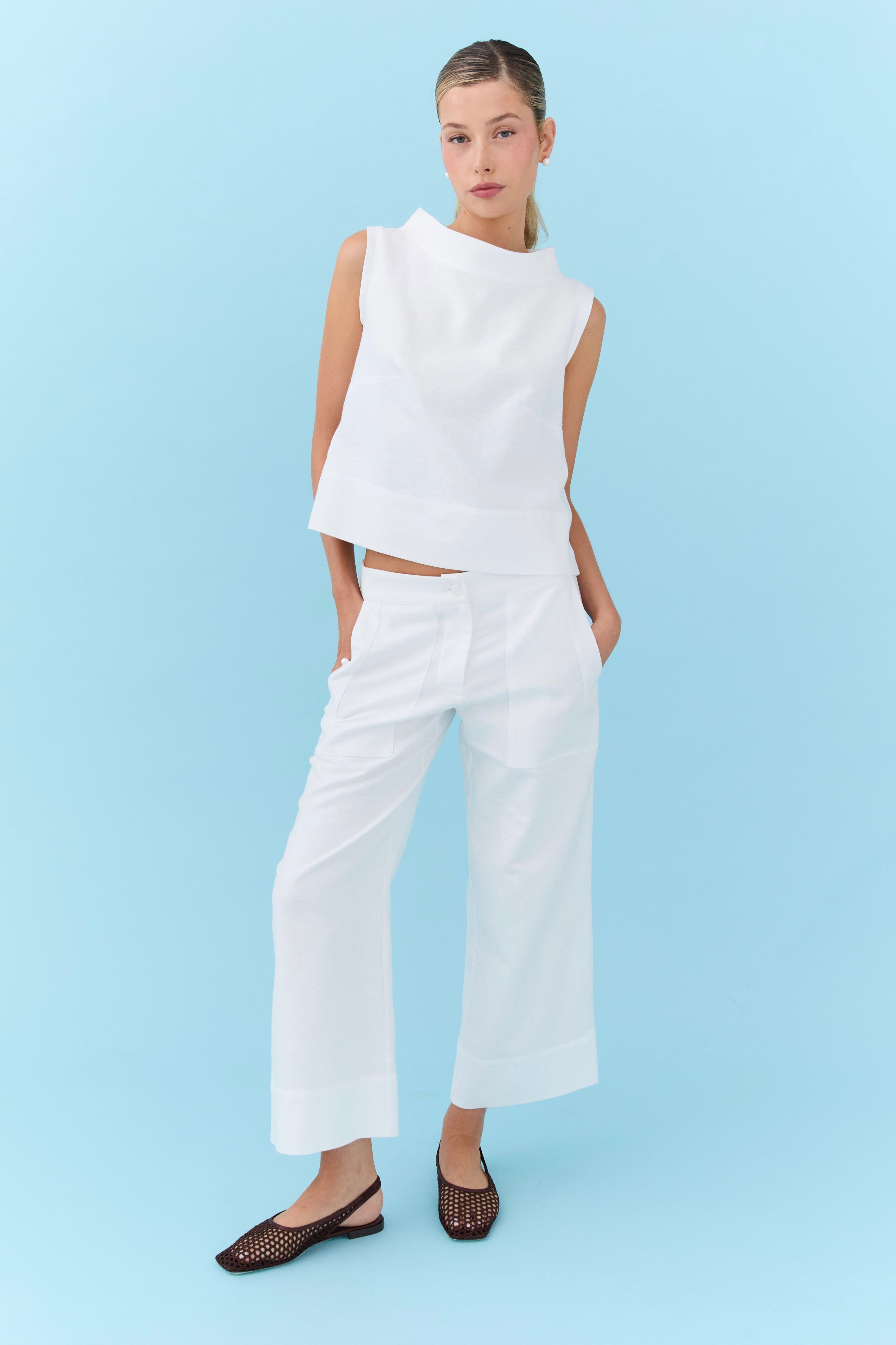 Marlene Pant 4/8 - White Drill