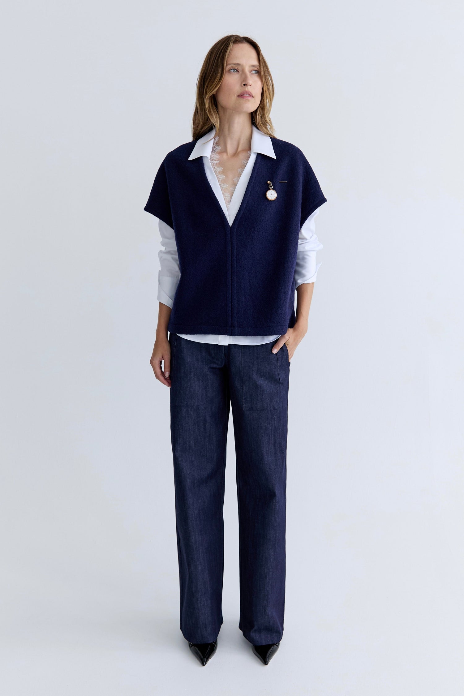 Antoine Wool Vest - Navy