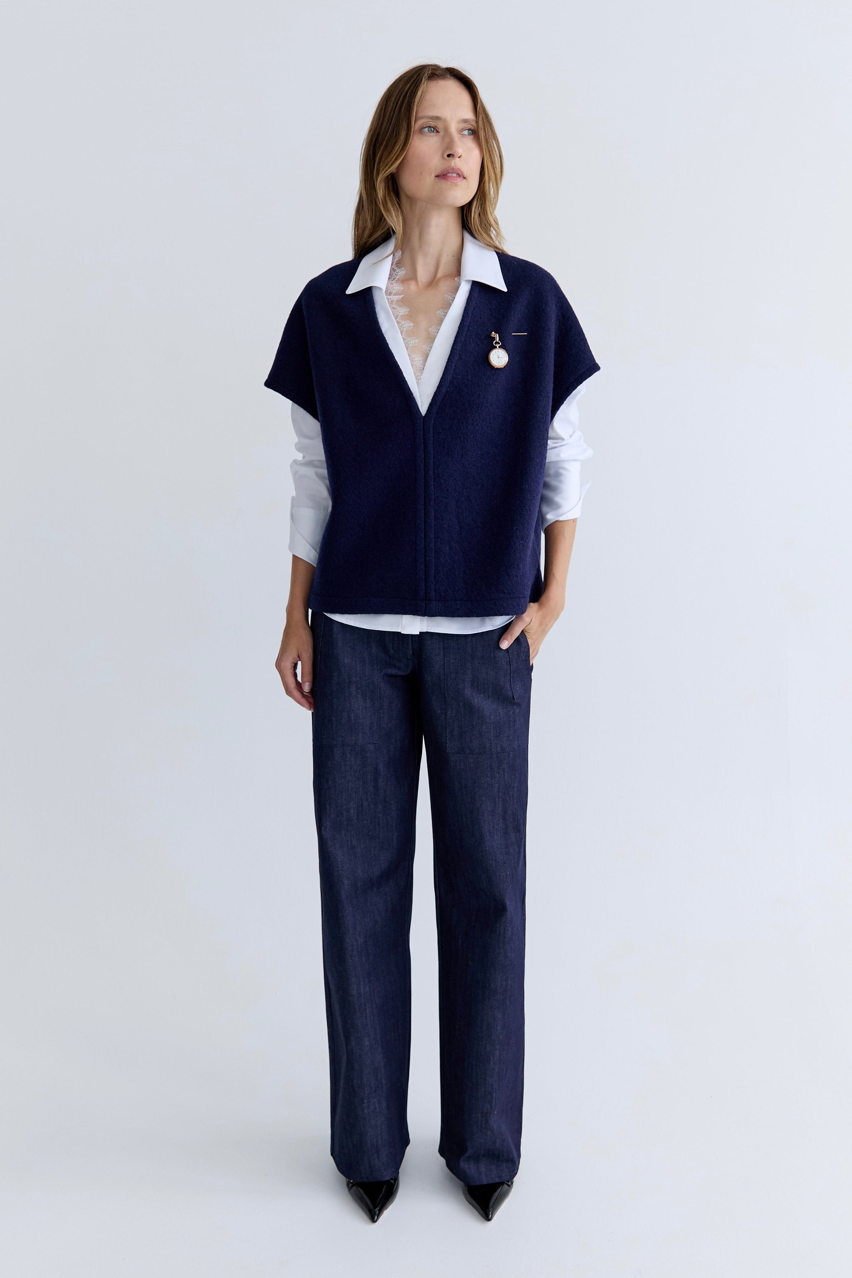 Antoine Wool Vest - Navy