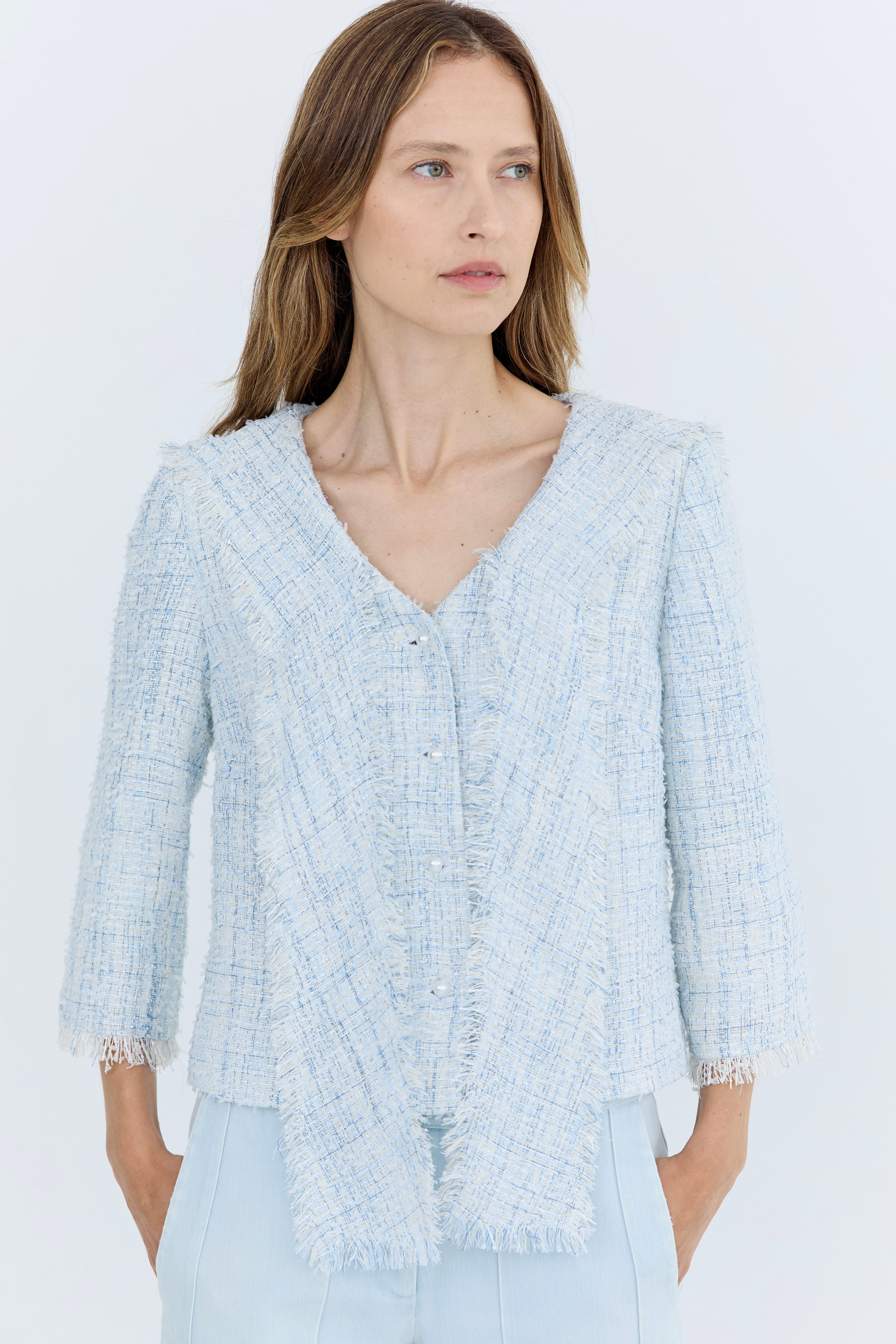 Gabrielle Collared Top - Blue