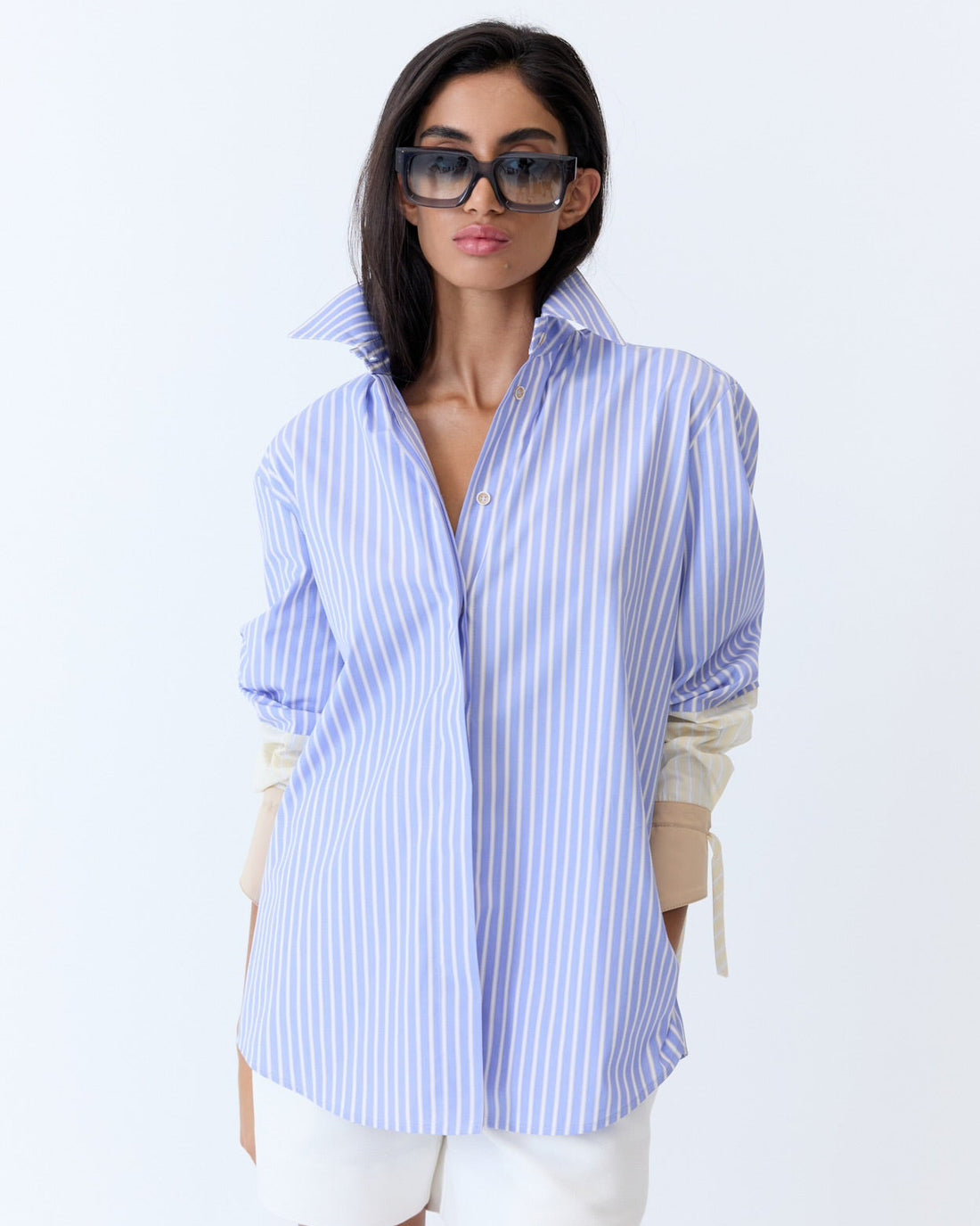Saya Shirt - Blue Latte Stripe