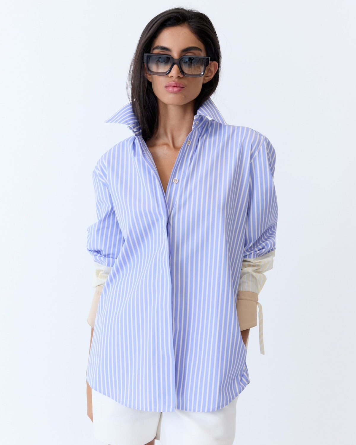 Saya Shirt - Blue Latte Stripe