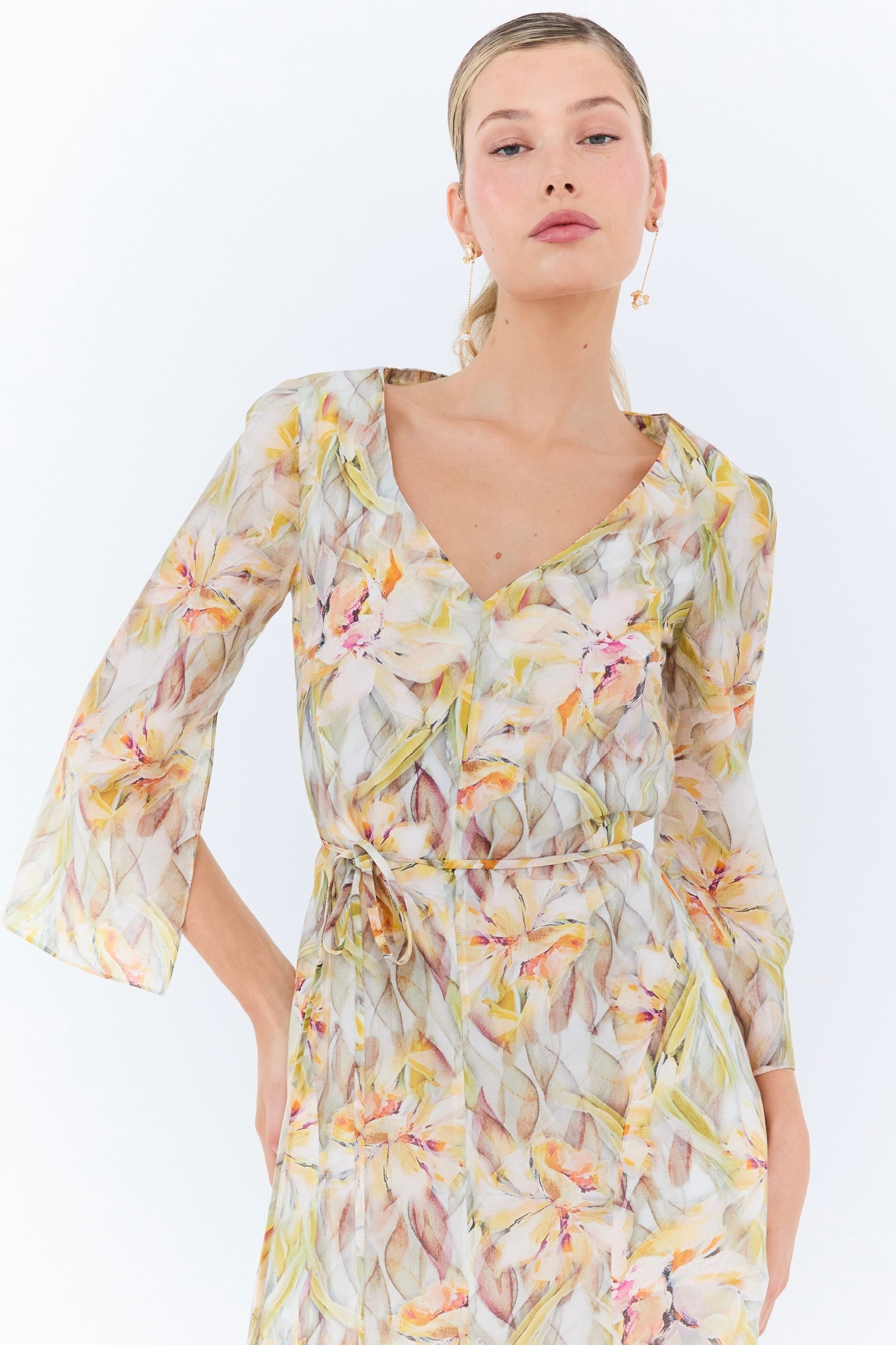 Camille Dress - Floral Mustard