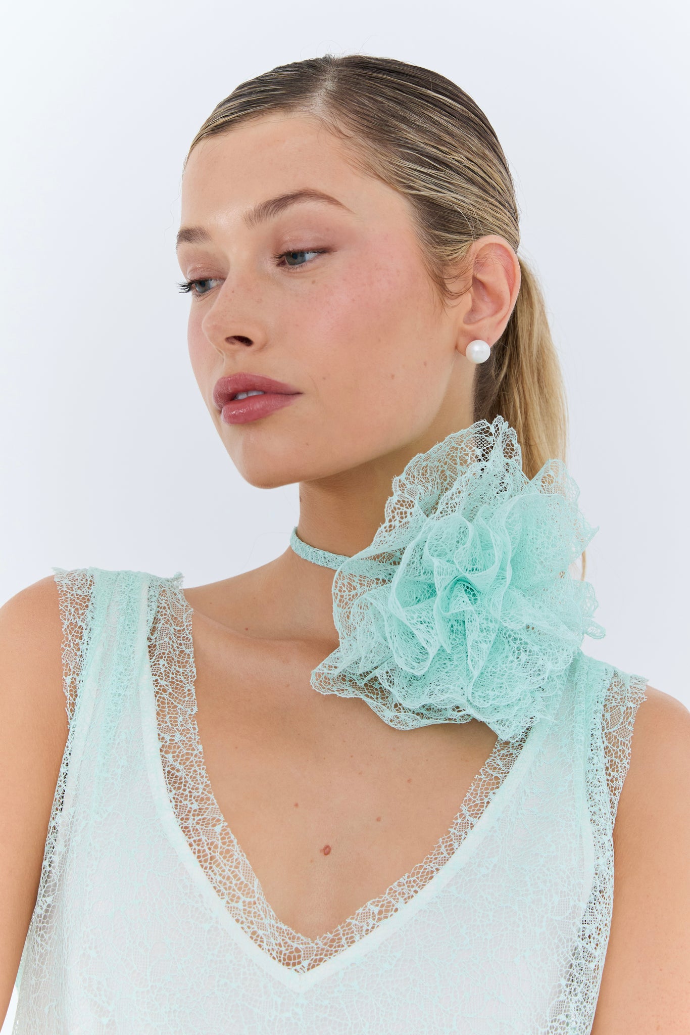 Clarice Dress - Aqua Lace