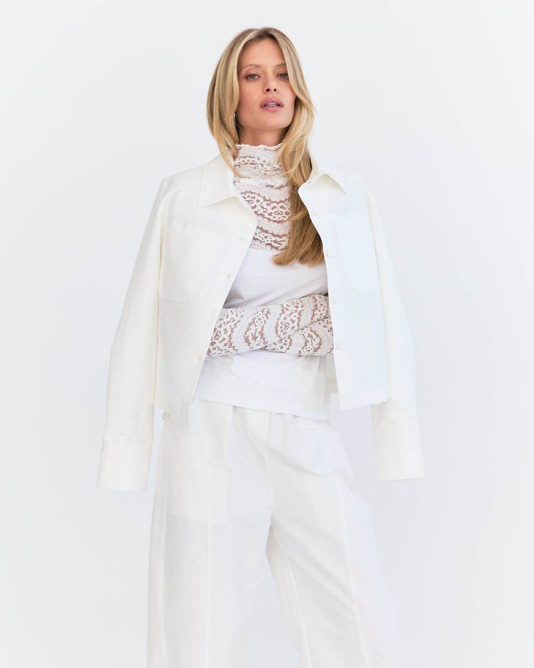 Amelie Lace Jersey Skive - Ivory