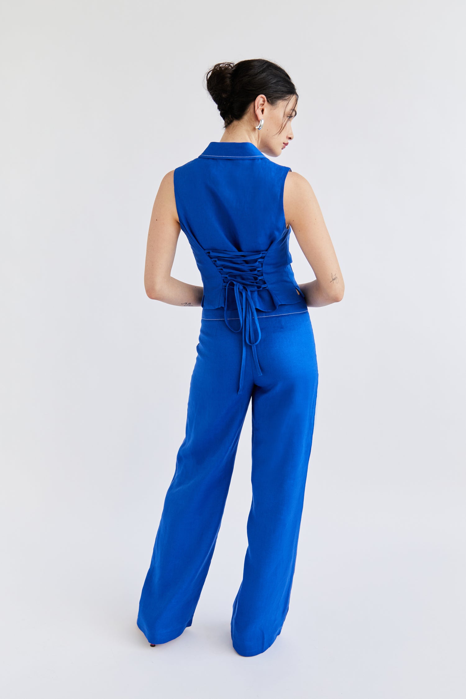 Camille Vest - Cobalt Linen