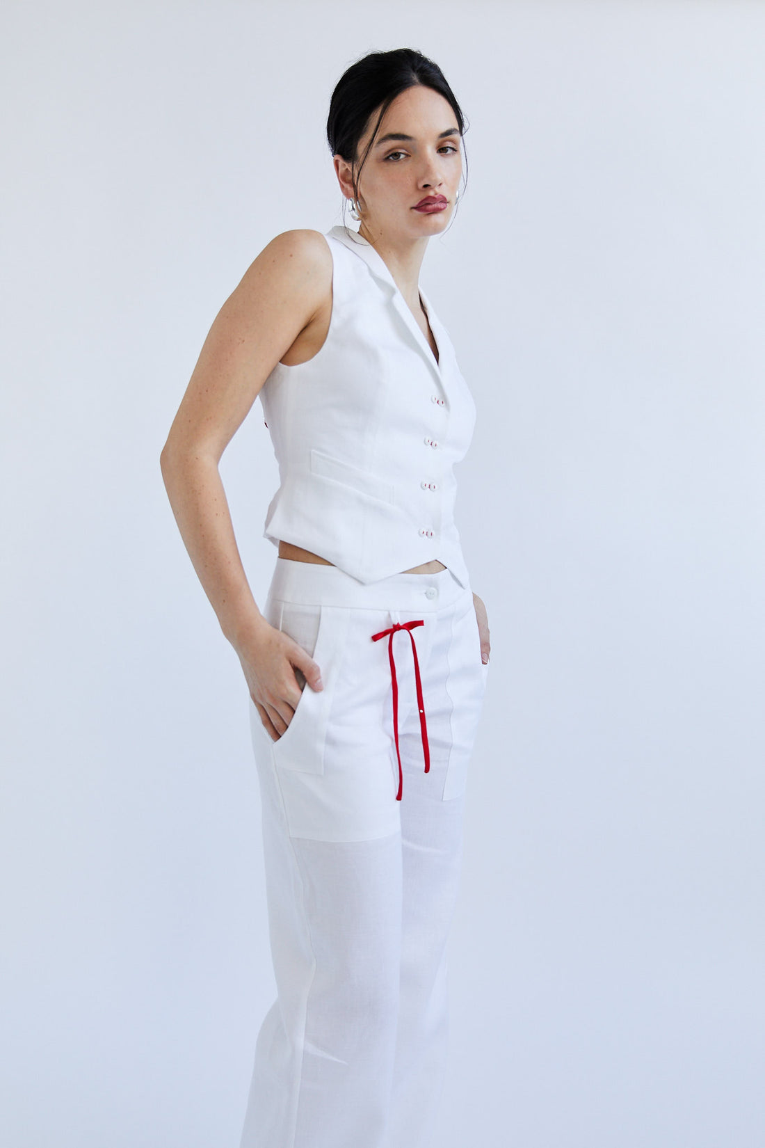 Camille Vest - White Linen