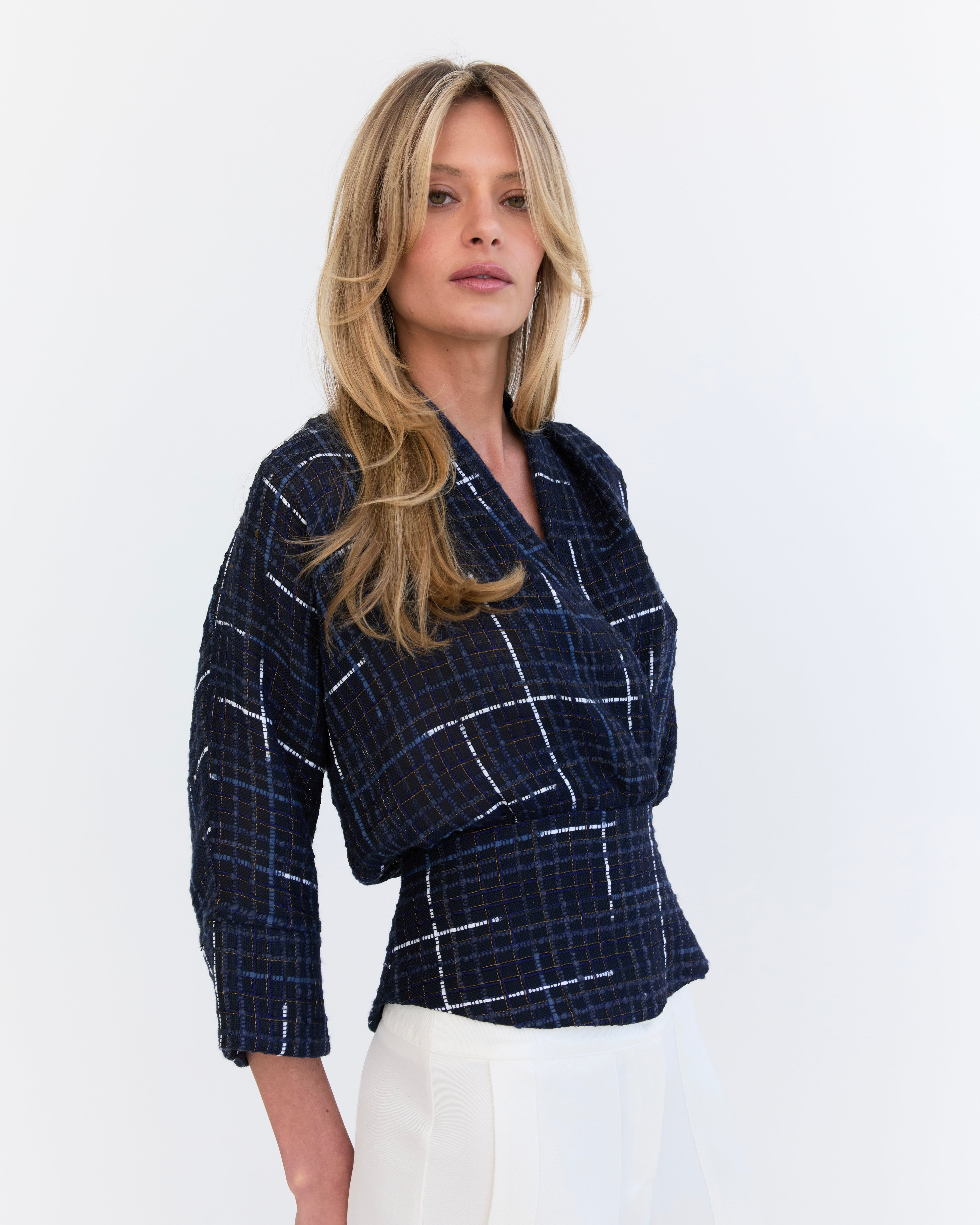 Akira Kimono Top - Navy Tweed