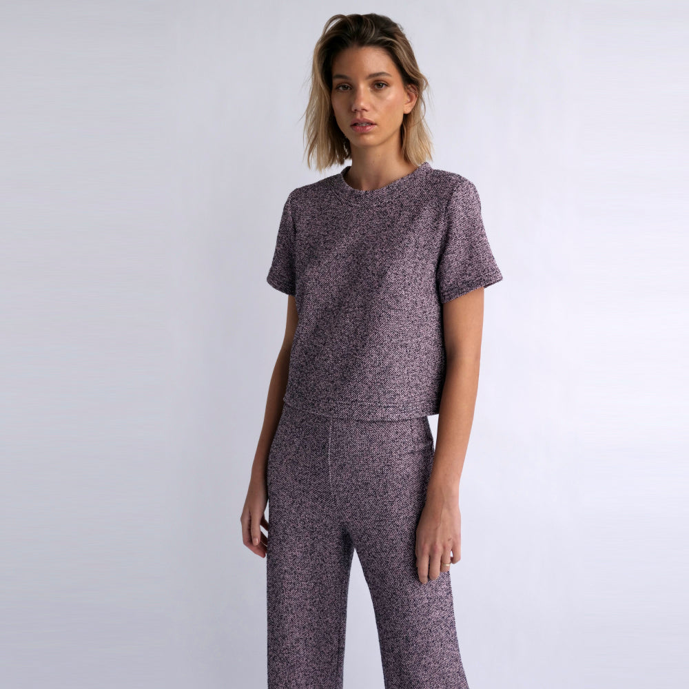 Gabrielle Tailored Tee Purple Tweed