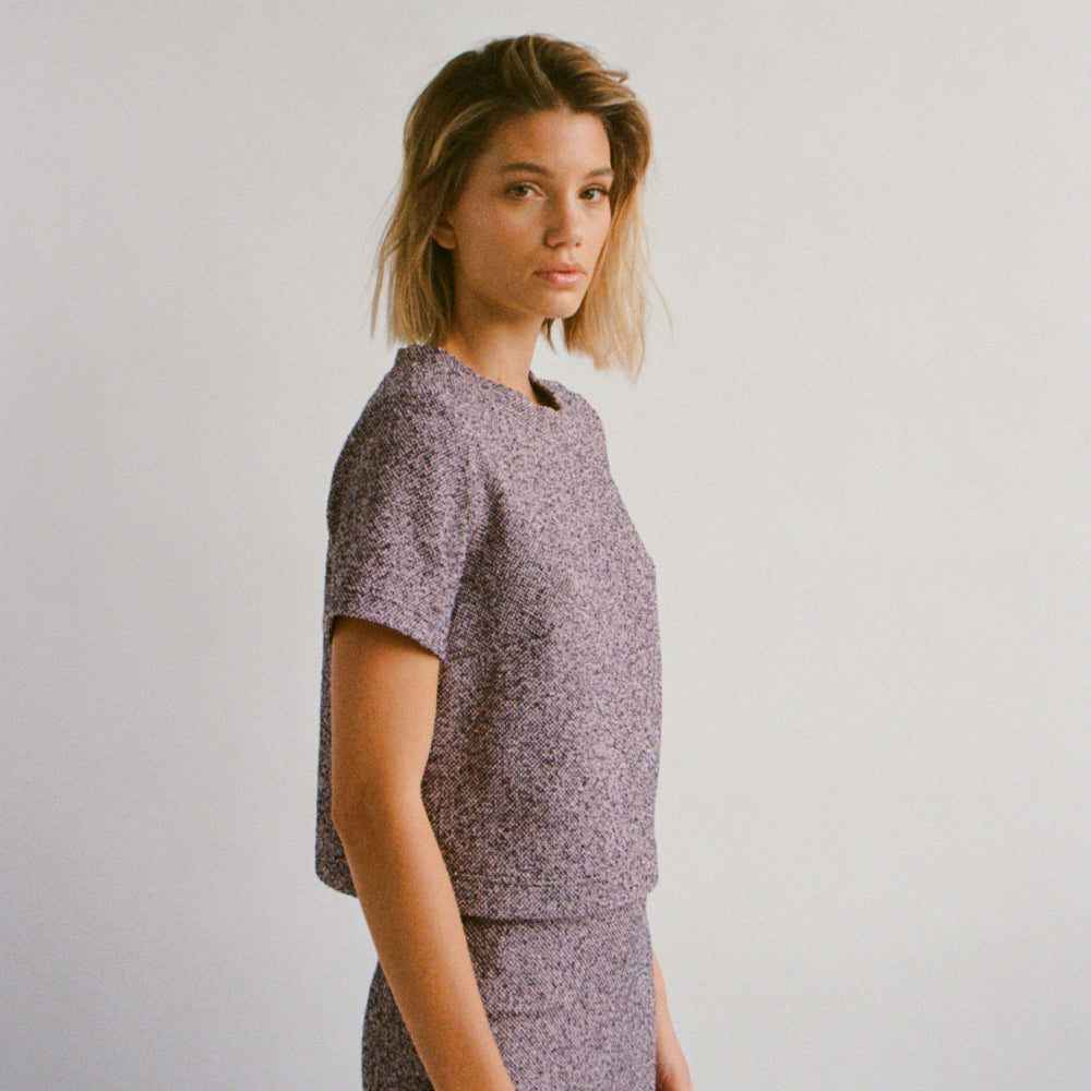 Gabrielle Tailored Tee Purple Tweed