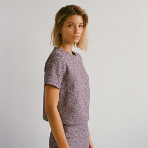 Gabrielle Tailored Tee Purple Tweed
