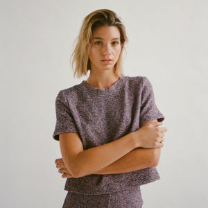 Gabrielle Tailored Tee Purple Tweed